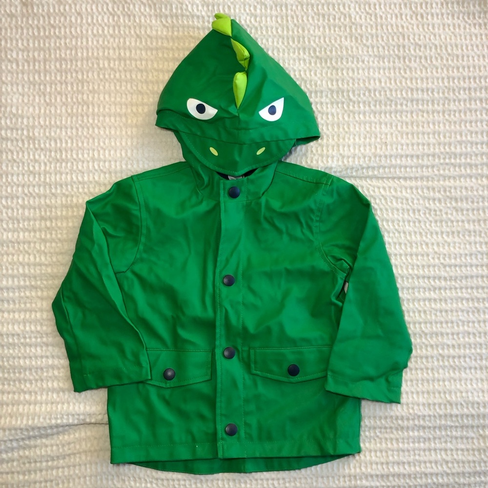LITTLE ME Kid’s Green Dino Hooded  Rain Jacket Size 24 months
